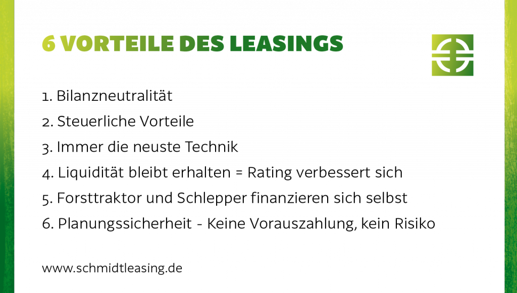 6 Vorteile des Leasings bei Schmidt Leasing - Forstmaschinen leasen oder kaufen?